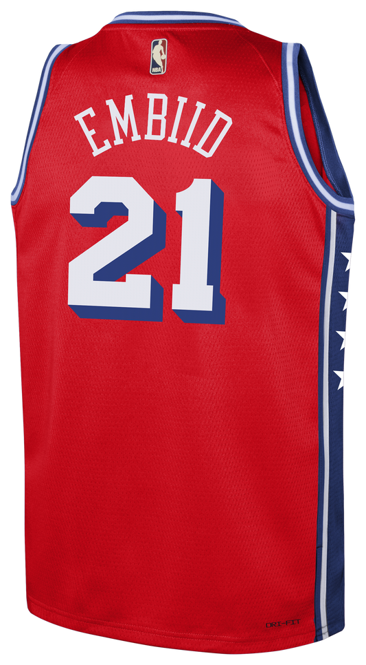 Boys' Grade School Embiid Joel Jordan 76ers Statement Swingman Jersey - Red