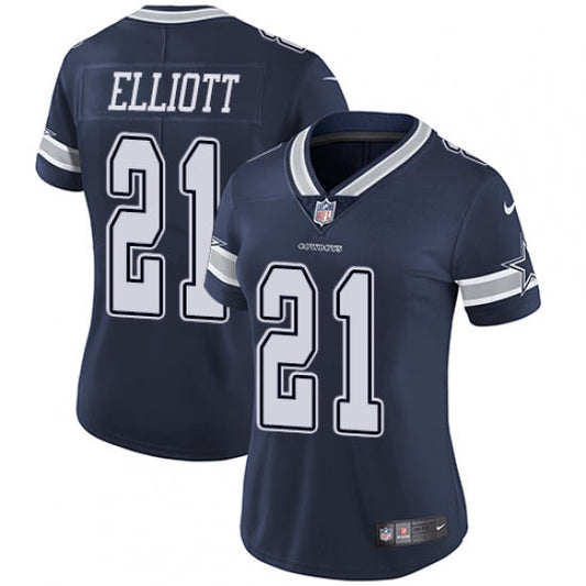 Women's Dallas Cowboys Ezekiel Elliott Limited Player Jersey Navy Blue