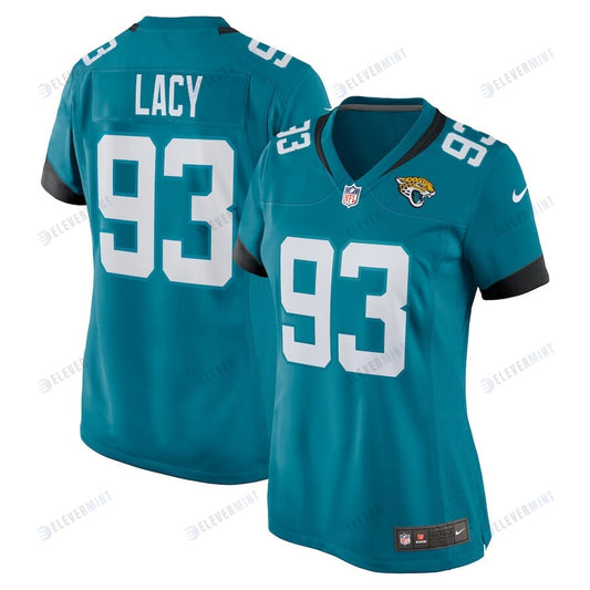 Tyler Lacy 93 Jacksonville Jaguars Women Team Game Jersey - Teal