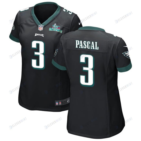 Zach Pascal 3 Philadelphia Eagles Super Bowl LVII Champions Women Game Jersey - Black