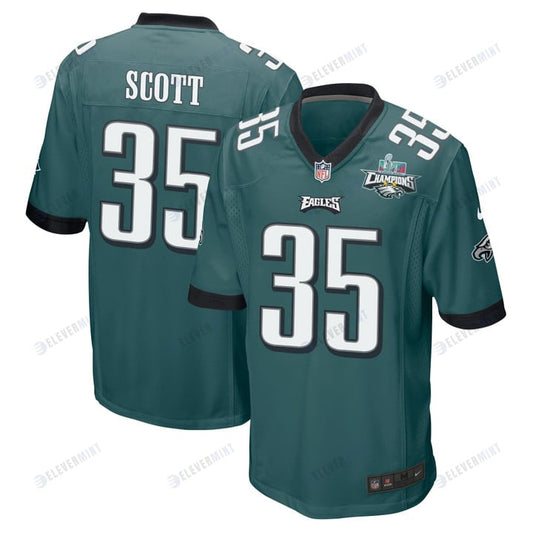 Boston Scott 35 Philadelphia Eagles Super Bowl LVII Champions 2 Stars Men Game Jersey - Midnight Green