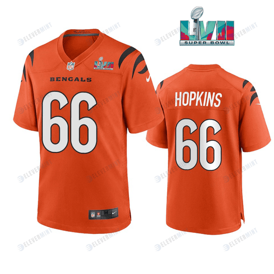 Trey Hopkins 66 Cincinnati Bengals Super Bowl LVII Men Game Jersey- Orange