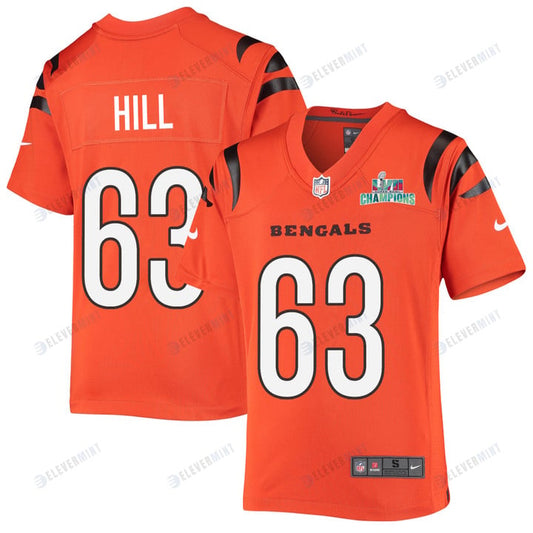 Trey Hill 63 Cincinnati Bengals Super Bowl LVII Champions Youth Alternate Game Jersey - Orange