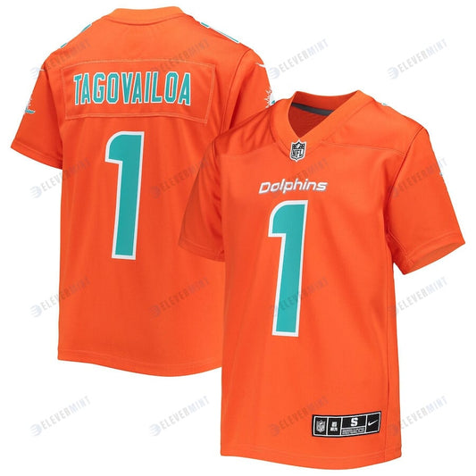 Tua Tagovailoa 1 Miami Dolphins Youth Inverted Team Game Jersey - Orange