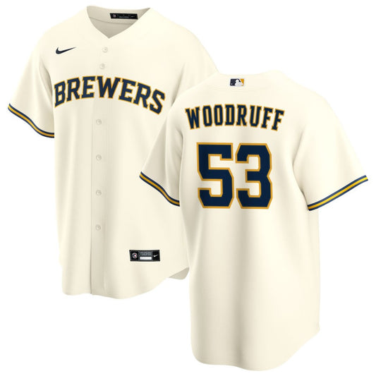 Brandon Woodruff Milwaukee Brewers Nike Home Replica Jersey - Cream