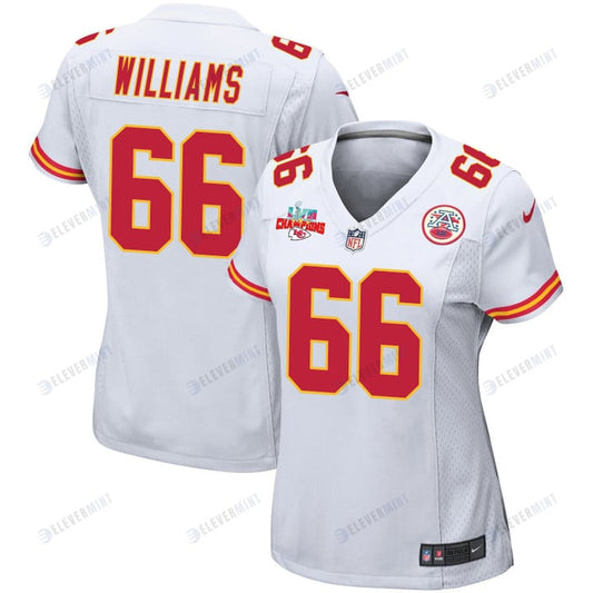 Brandon Williams 66 Kansas City Chiefs Super Bowl LVII Champions 3 Stars Women Game Jersey - White