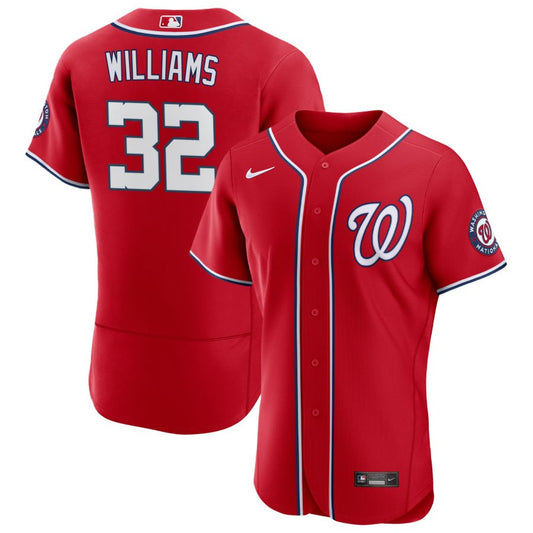 Trevor Williams Washington Nationals Nike Alternate Authentic Patch Jersey - Scarlet